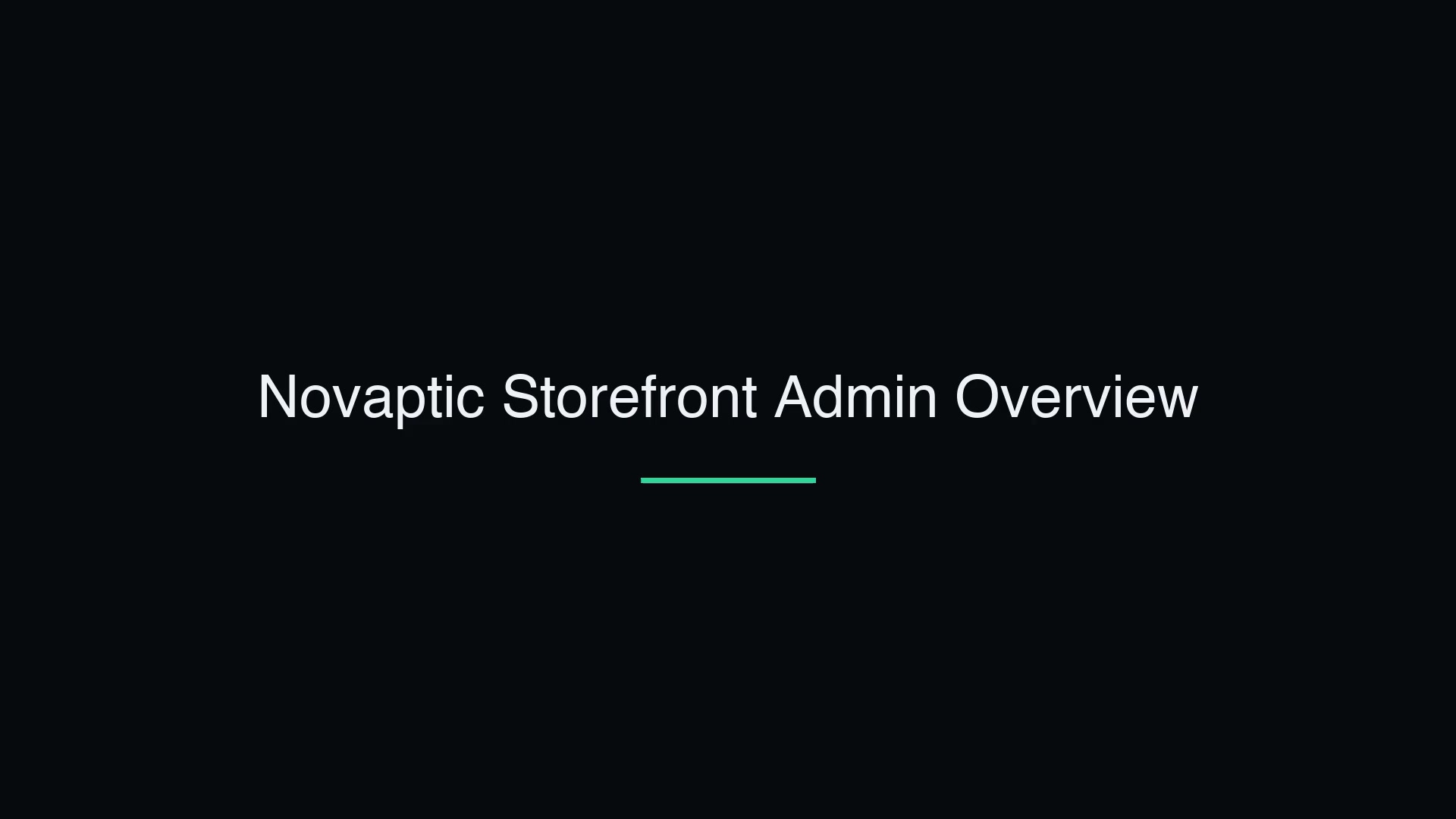 Storefront Admin — Overview